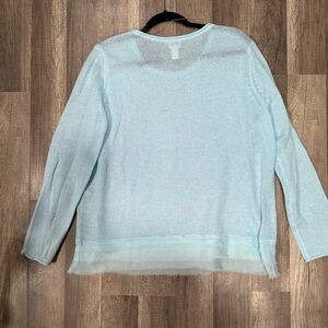 CHICO"S Long Sleeve Light Blue Knit Sweater (3)